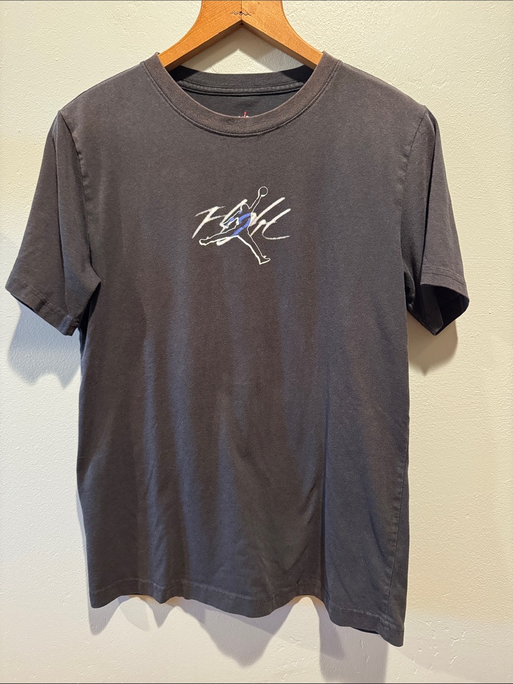 Jordan Big Boys Flight Haze Short Sleeve Tee Graphic Crewneck T-Shirt - Charcoal